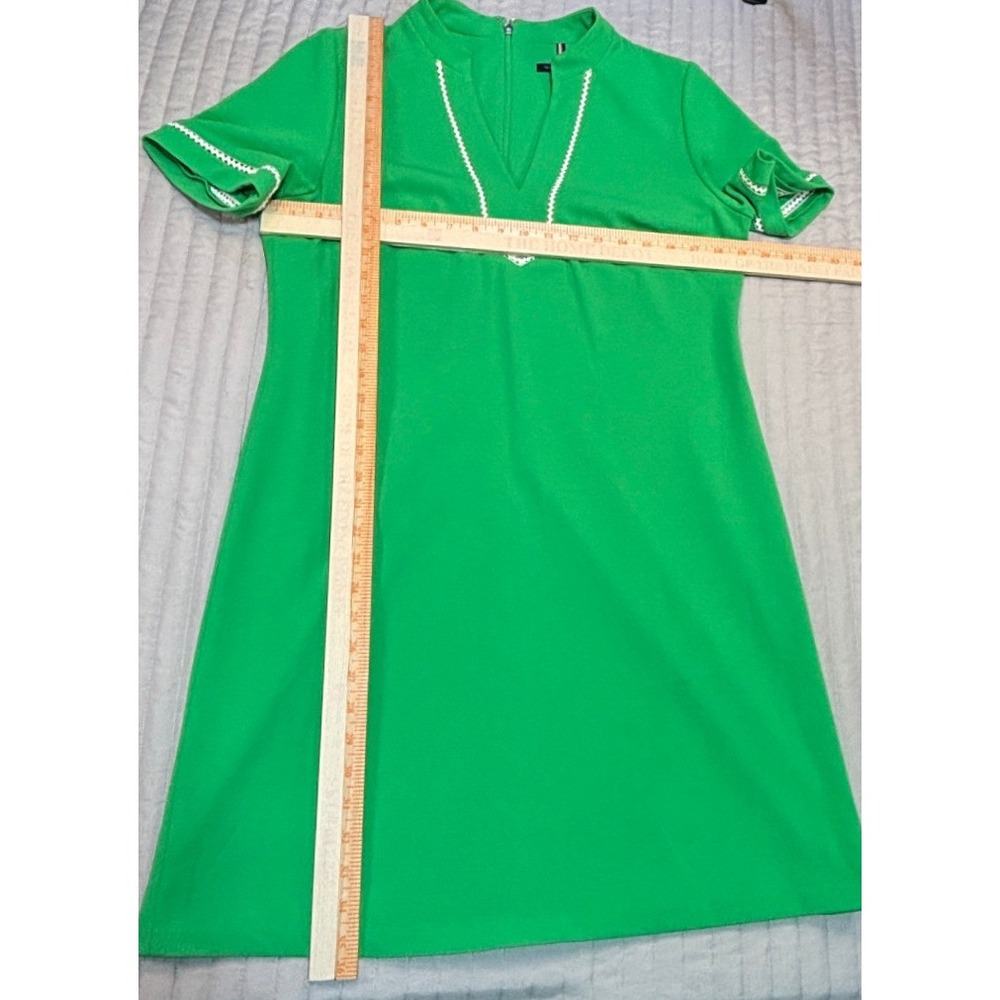 Tommy Hilfiger Womens Green Rickrack Trim VNeck Short Sleeve Shift Dress Size 12 - Picture 9 of 10